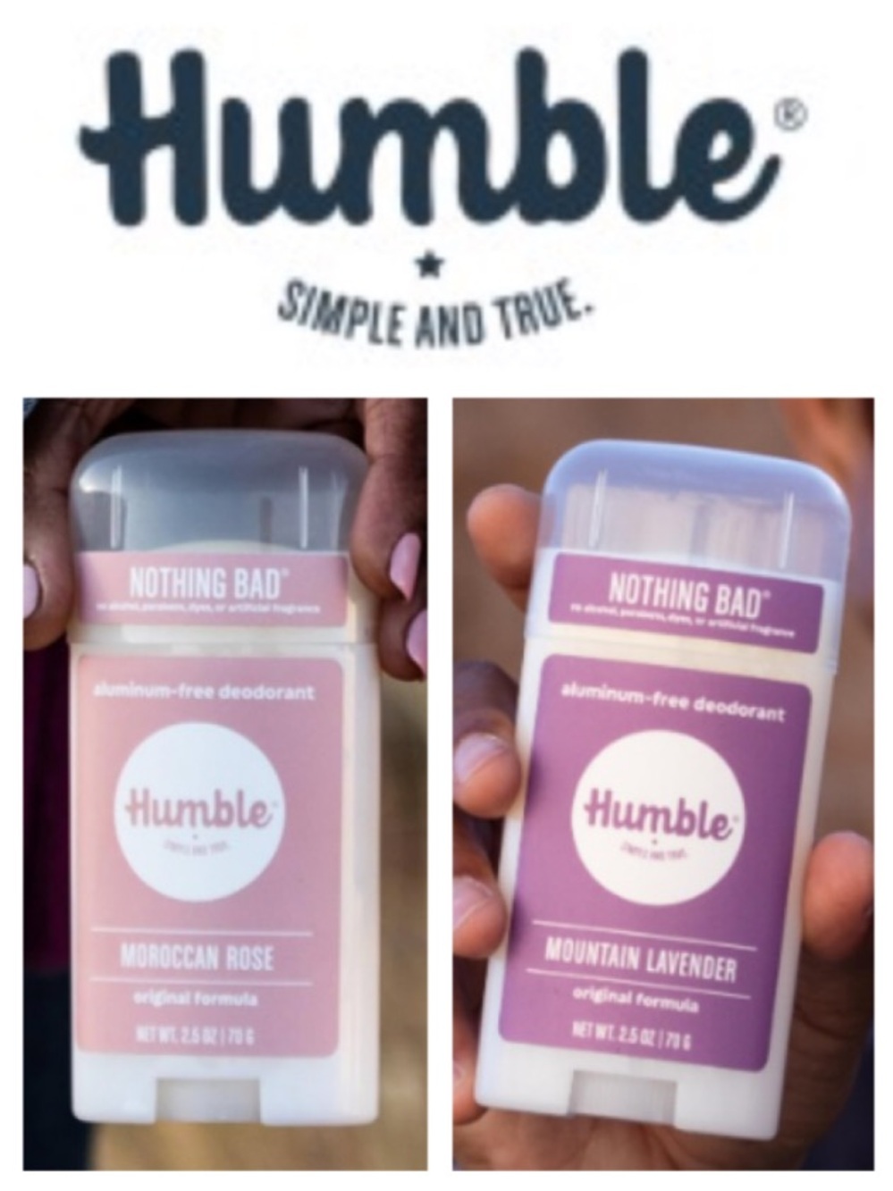 NEW!  Bundle of two sticks of Humble Brands aluminum-free natural deodorant
